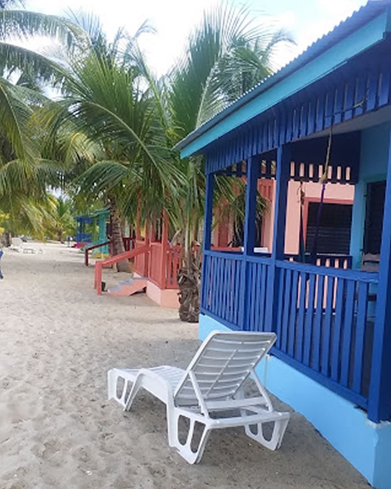 Side of a blue beach cabana