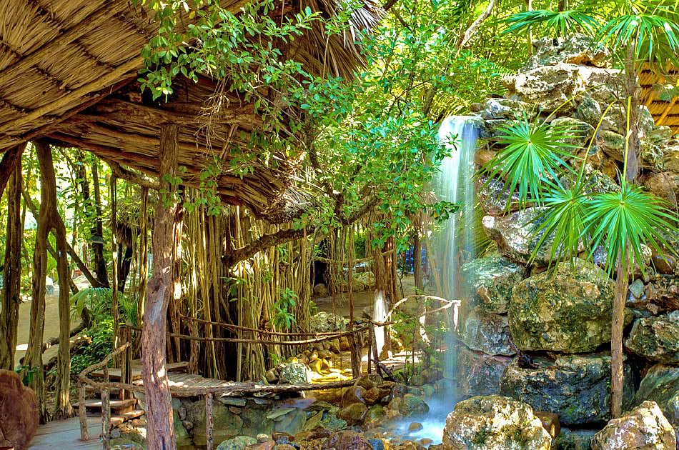 Fountain in a mangrove garden at Xanadu Island Resort