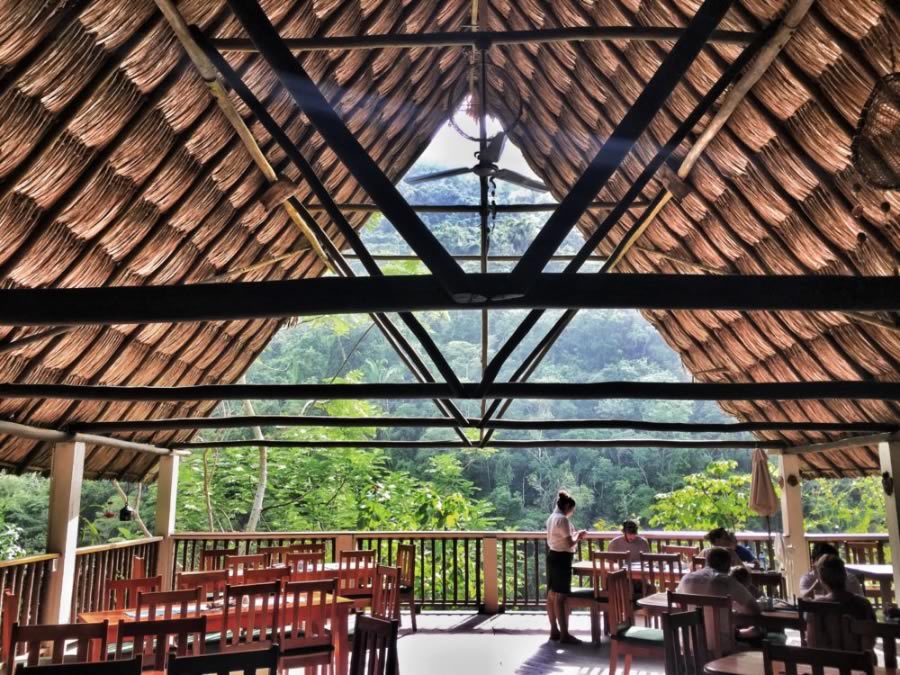 Thatched roof restaurant overlooking the river