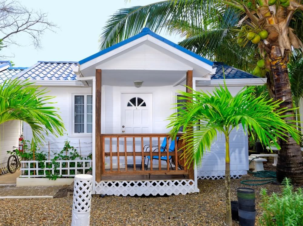 Exterior of a white guest house