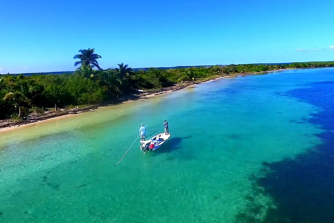 Fishing for bone fish at Turneffe Flats