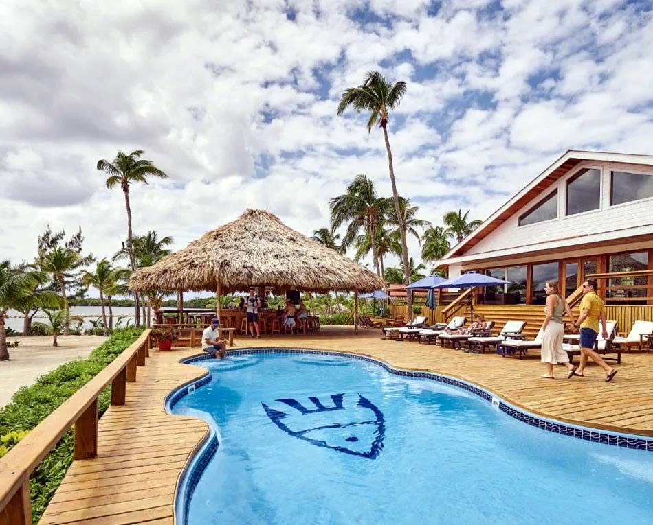 View of the resort pool with aerial view