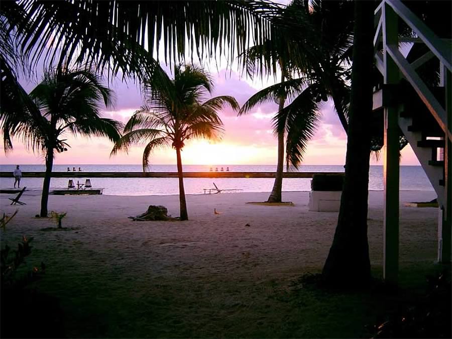 Beautiful sunset view from Turneffe Island Resort beach