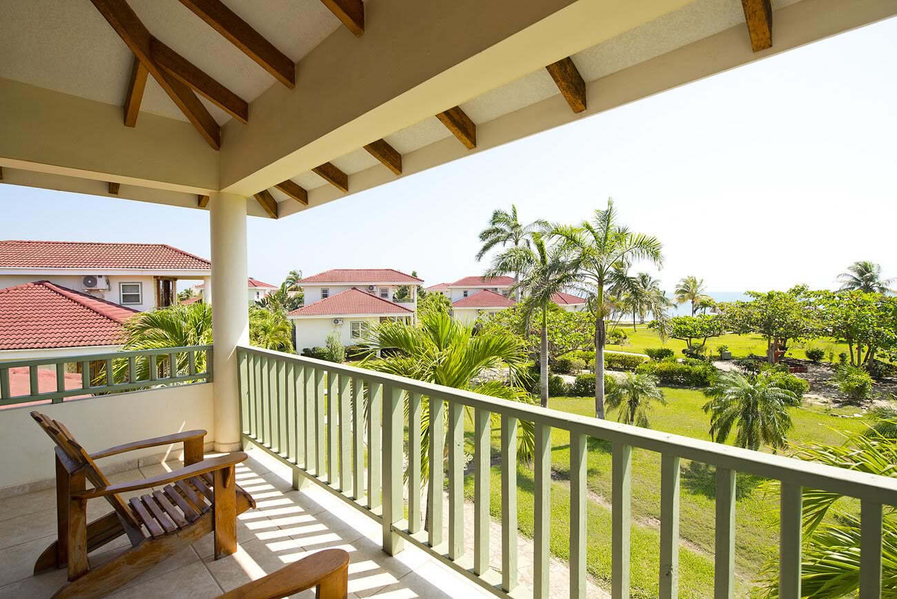 Aerial view of the gardens and walkways at Hopkins Bay Resort