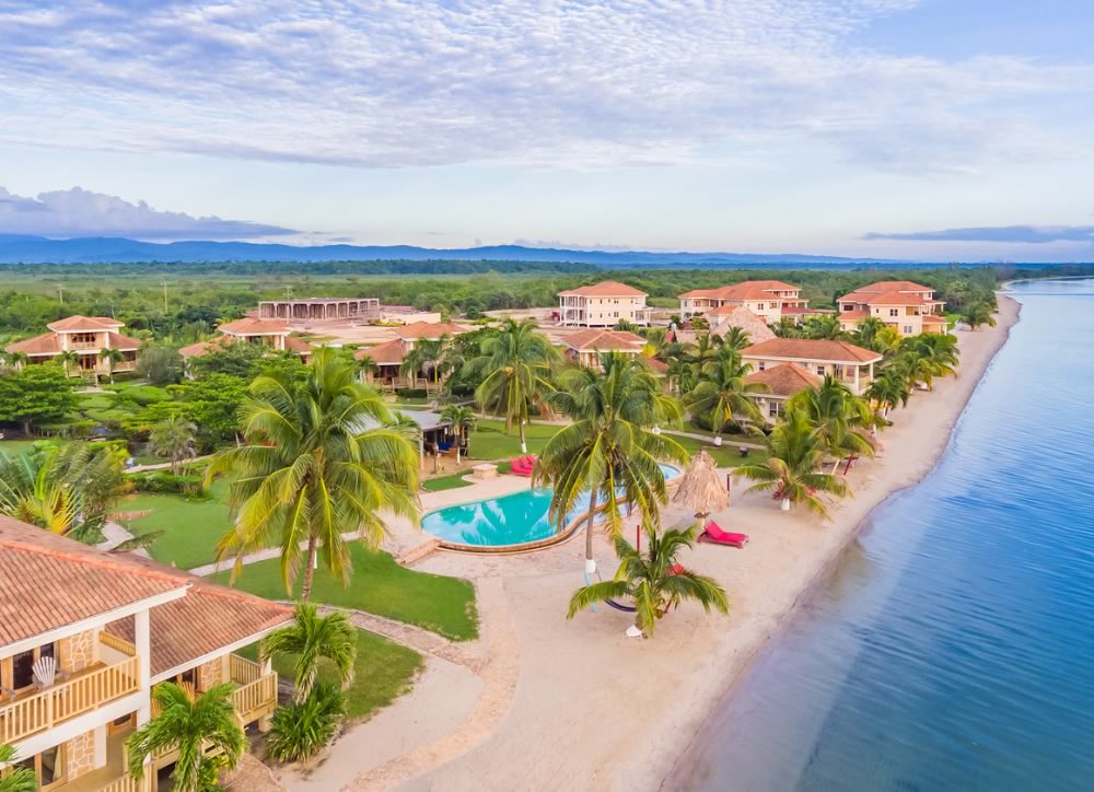 Aerial view of Hopkins Bay Resort complex