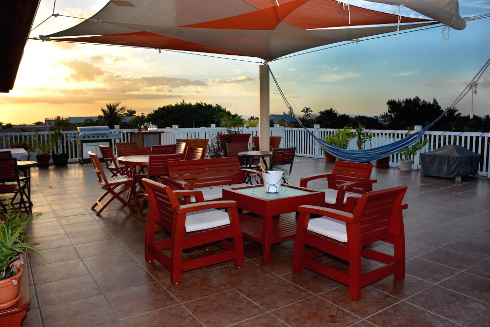 Placencia Cove ocean view from Nirvana Hotel roof top
