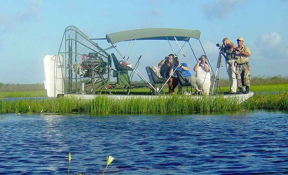 Air boat sunset river safari
