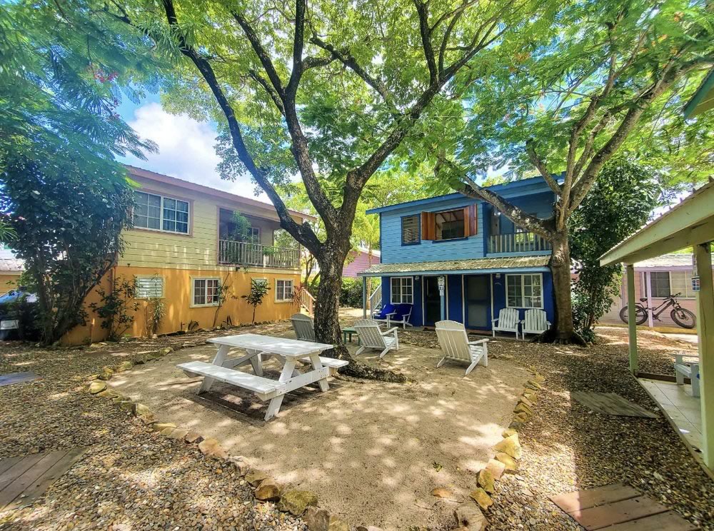 Picnic area with table bench and chairs