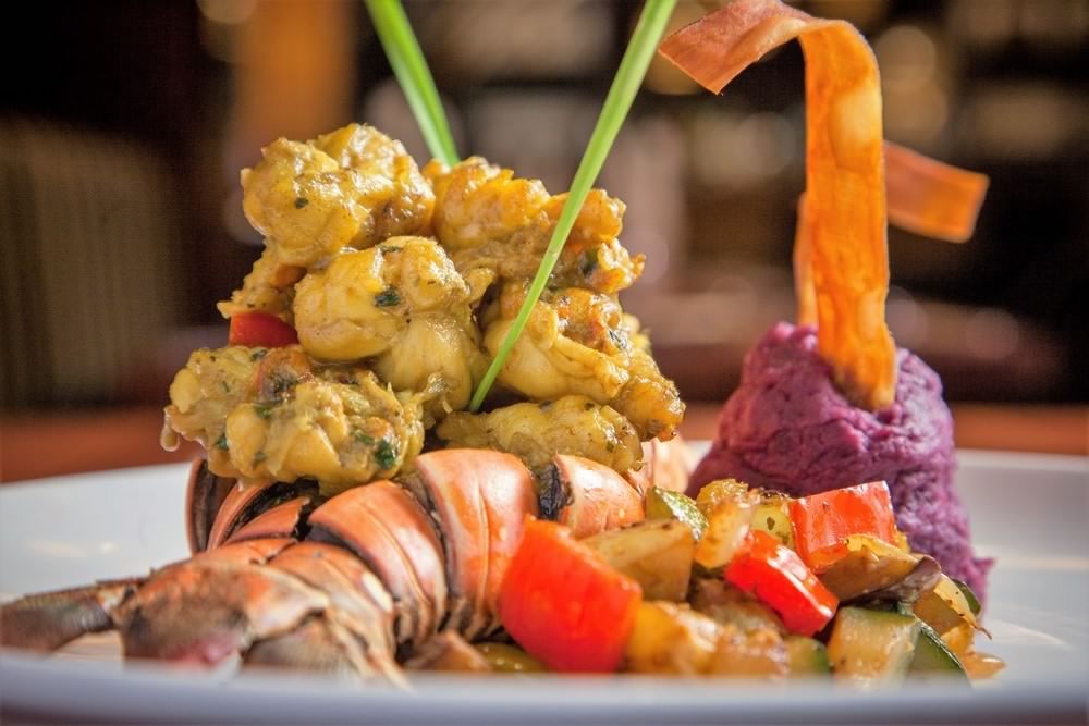 Delicious lobster dinner on plate