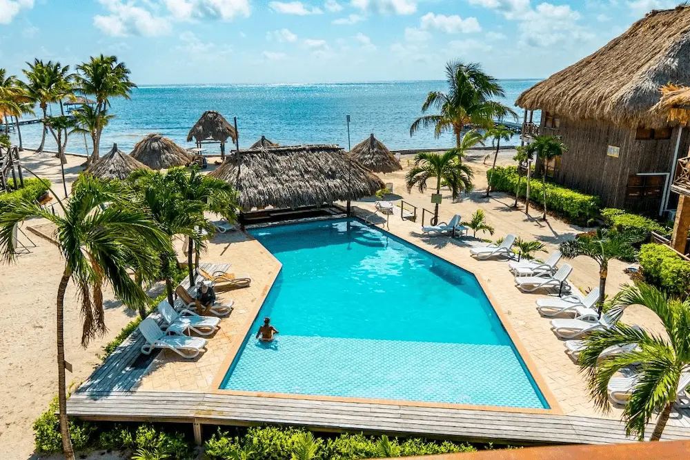 Aerial view of pool and offshore reef