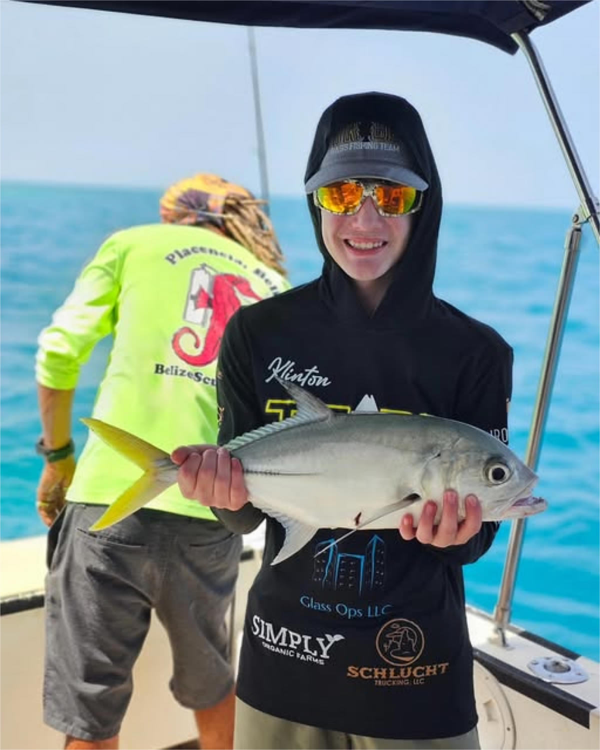 Woman holding a Carville jack she caught