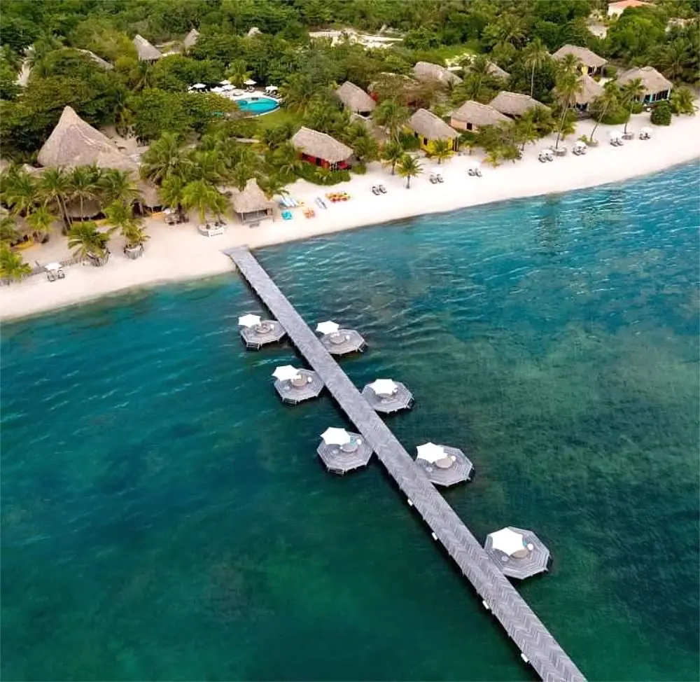 Mata Chica pier and Belize Barrier Reef on Ambergris Caye