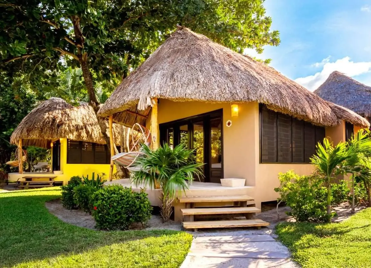 Mata Chica beach cabanas along the white-sand beach